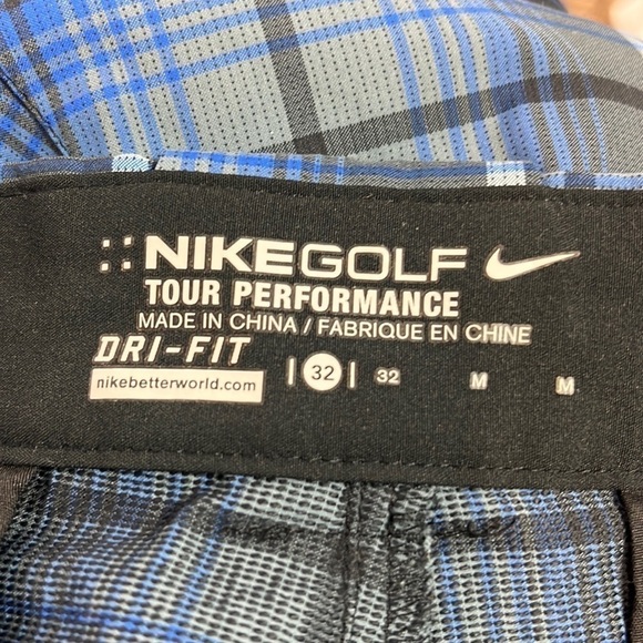 Nike Golf Tour Performance Shorts Men's 32 Blue Plaid Dri-Fit Inseam 11.75" - Picture 3 of 13
